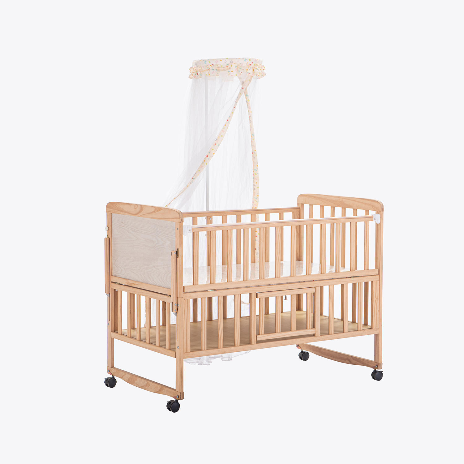 MoMoBeBe Baby Cots Wooden Bedside Crib with Extension